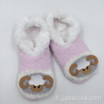 Chaussettes de glissade de mouton rose de mode